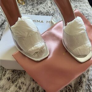 Amina Muaddi clear lupita glass slippers